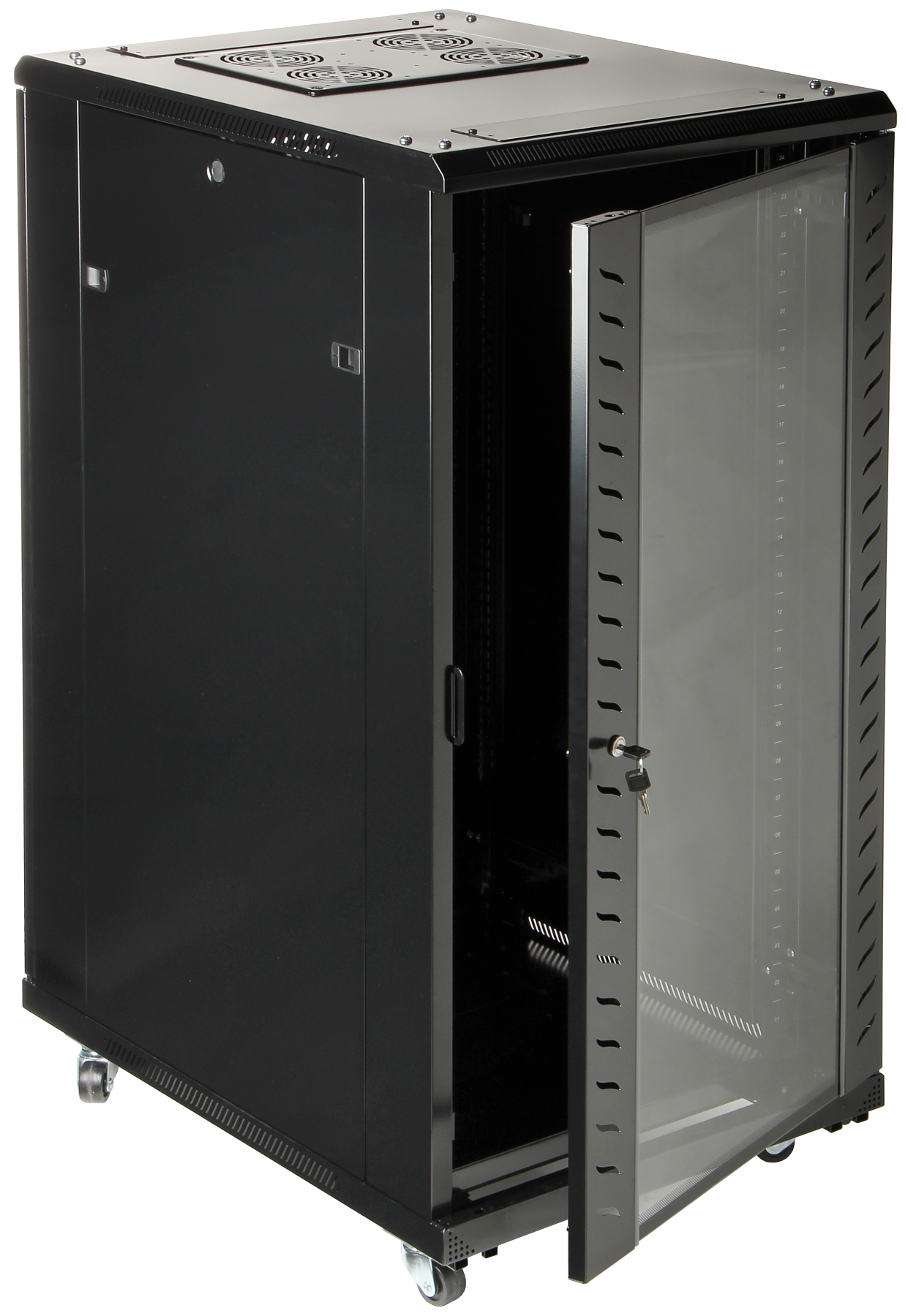 ARMOIRE 24 UNITES 600*800 AVEC ETAGERE ET 4 VENTILOS LIN-24U/600X800