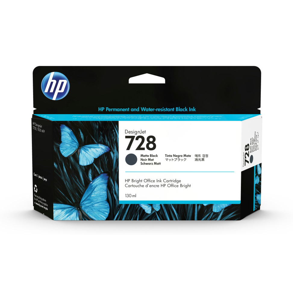 Cartouche D'encre 728 130-ml Matte Black DesignJet Ink Cartridge 3WX25A