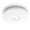 Tplink AX3000 Ceiling Mount Dual-Band Wi-Fi 6 Access Point PORT:1×1Gbps RJ45 Port（No power adapater)SPEED:574Mbps at  2.4 GHz + 2402 Mbps at 5 GHzFEATURE: 802.3at POE  2×Internal Antennas, 160MHz  Supported, MU-MIMO, Seamless Roaming, Band Steering,