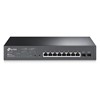 Tplink JetStream™ 10-Port Gigabit Smart Switch with 8-Port PoE+ PORT: 8× Gigabit PoE+ Ports, 2× Gigabit SFP SlotsSPEC: 802.3at/af, 150 W PoE Power, 1U 13-inch Rack-mountable Steel CaseFEATURE: Integration with Omada SDN Controller, 802.1Q VLAN, STP/