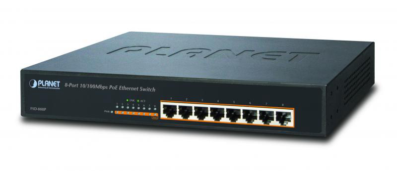 Planet Switch 8-Port PoE 10/100Mbps Fast Ethernet FSD-808P FSD-808P